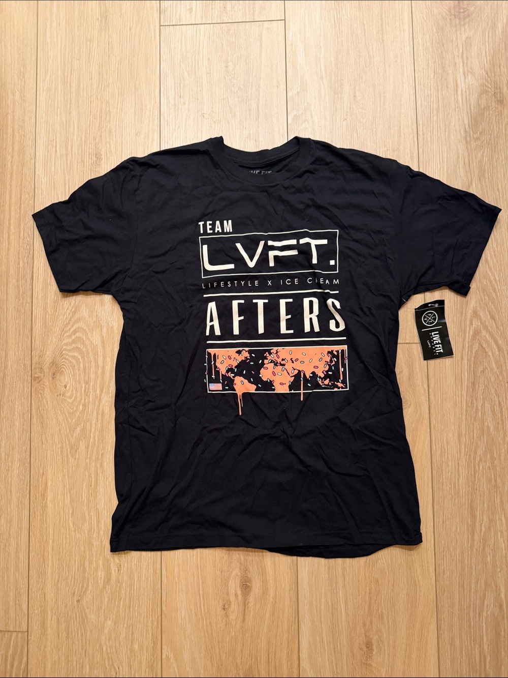 Team LVFT Afters Short-Sleeve Graphic Tee - Black with Orange Print Live Fit